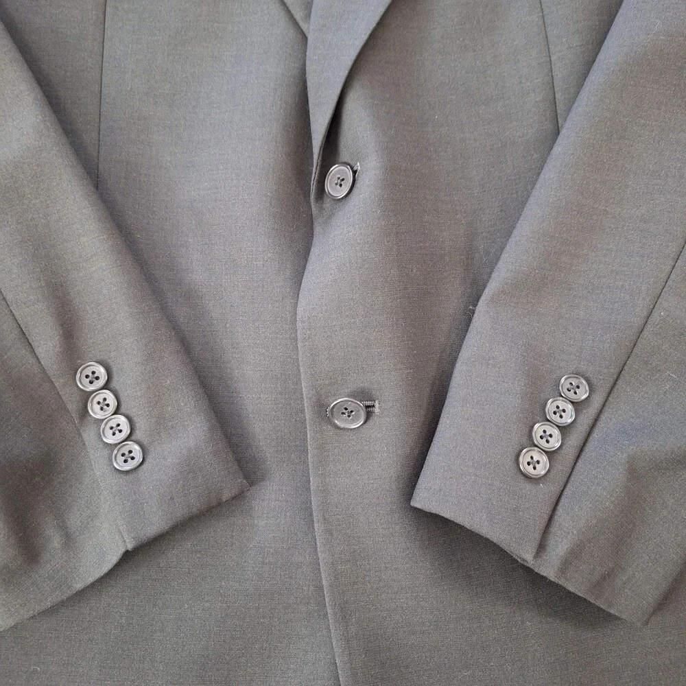 Burberry London Suit Jacket Mens 40R Gray Single Vent 2 Button Made USA Formal